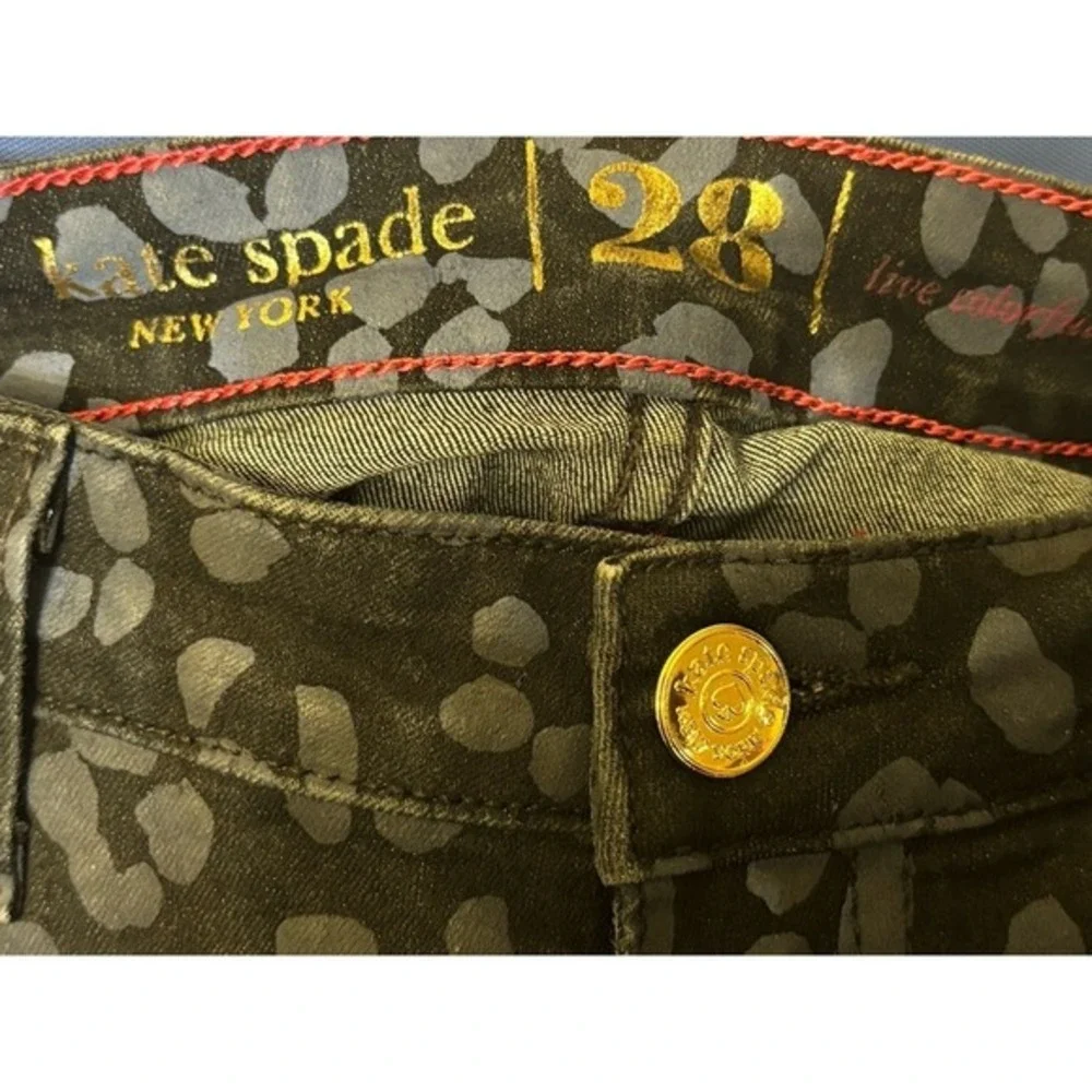 Kate Spade New York Broome‎ Street Leopard Print Jeans Navy Blue Black Size 28